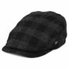 Longden Checked British Wool Flat Cap - Charcoal