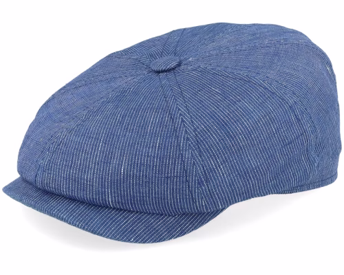 Hatteras Linen Stripe Blue With White Stripe Newsboy Cap