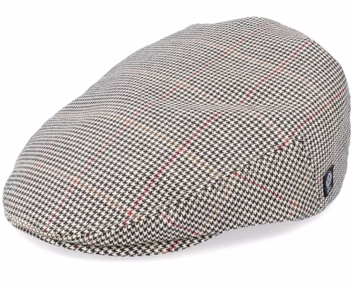 Edward Moon Houndstooth Brown Flat Cap