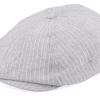 Brood Lw Snap Cap Light GreyWhite Stripe Cham Newsboy Cap