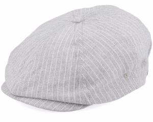 Brood Lw Snap Cap Light GreyWhite Stripe Cham Newsboy Cap