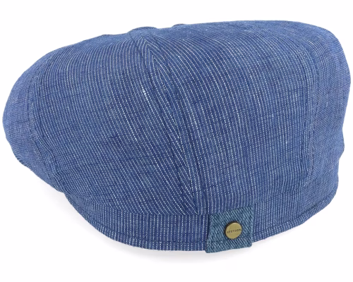 Hatteras Linen Stripe Blue With White Stripe Newsboy Cap