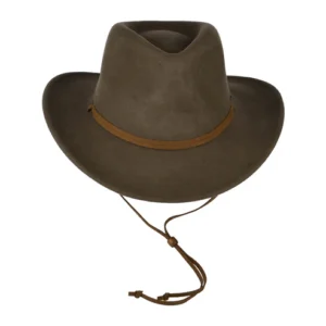 Crushable Water Repellent Wool Felt Cowboy Hat with Earflaps - Khaki
