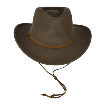 Crushable Water Repellent Wool Felt Cowboy Hat with Earflaps - Khaki
