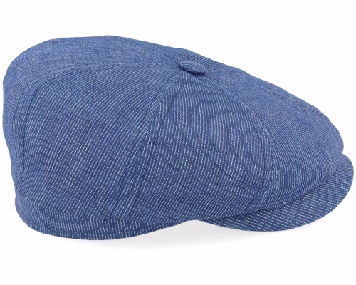 Hatteras Linen Stripe Blue With White Stripe Newsboy Cap