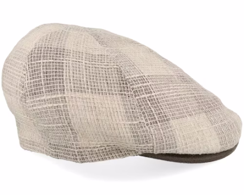 Broker 51 Virgin Wool Mix Beige Patch Flat Cap