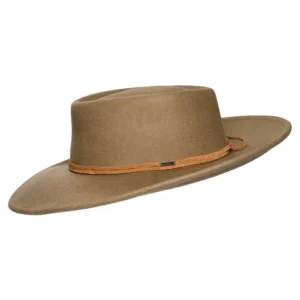 Convertabrim Wool Felt Rancher Fedora Hat - Light Brown