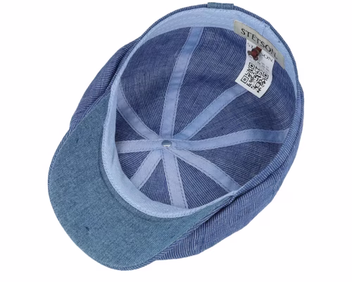 Hatteras Linen Stripe Blue With White Stripe Newsboy Cap