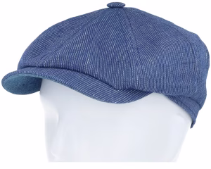 Hatteras Linen Stripe Blue With White Stripe Newsboy Cap
