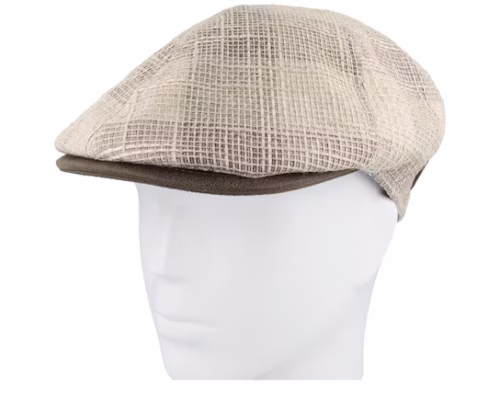 Broker 51 Virgin Wool Mix Beige Patch Flat Cap