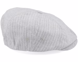 Brood Lw Snap Cap Light GreyWhite Stripe Cham Newsboy Cap