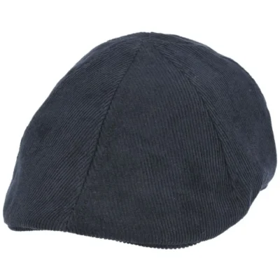 Corduroy Duckbill Flat Six Panel Cap - Black