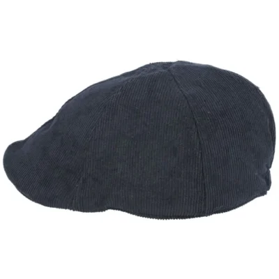 Corduroy Duckbill Flat Six Panel Cap - Black