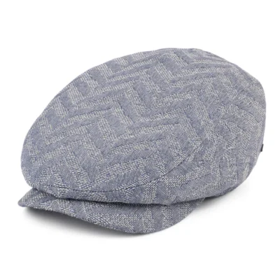Driver Herringbone Jacquard Flat Cap - Light Blue
