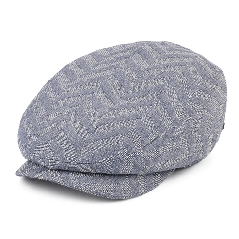 Driver Herringbone Jacquard Flat Cap - Light Blue
