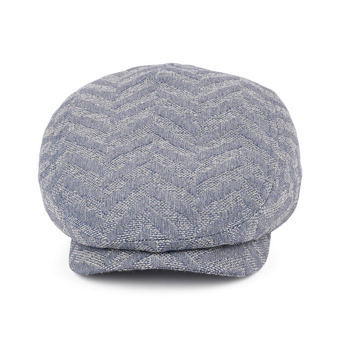 Driver Herringbone Jacquard Flat Cap - Light Blue