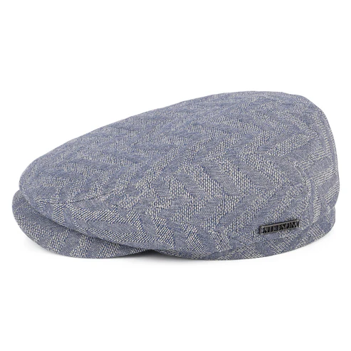 Driver Herringbone Jacquard Flat Cap - Light Blue