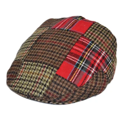 Mixed Tweed & Check Patch Flat Cap - MultiColours