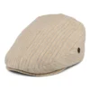 Striped Linen Flat Cap - Natural
