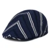 Diagonal Stripes Tropic Flat Cap - Navy Blue