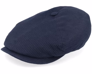 6-panel Linen Structure Blue Flat Cap