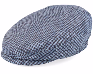 Driver Cap Silk Houndstooth BlueBrown Flat Cap
