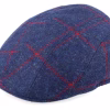 Maddy Virgin Wool Navy Check Flat Cap