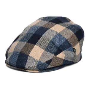 Patchwork Silk-Cotton Summer Flat Cap - Blue-Multi