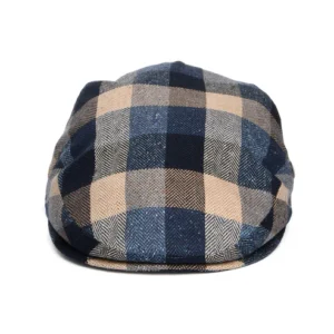Patchwork Silk-Cotton Summer Flat Cap - Blue-Multi