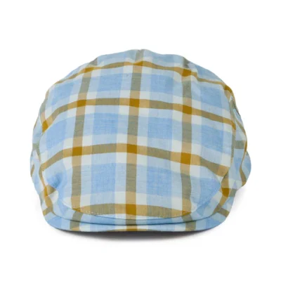 Helmer Plaid Flat Cap - Light Blue