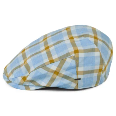 Helmer Plaid Flat Cap - Light Blue