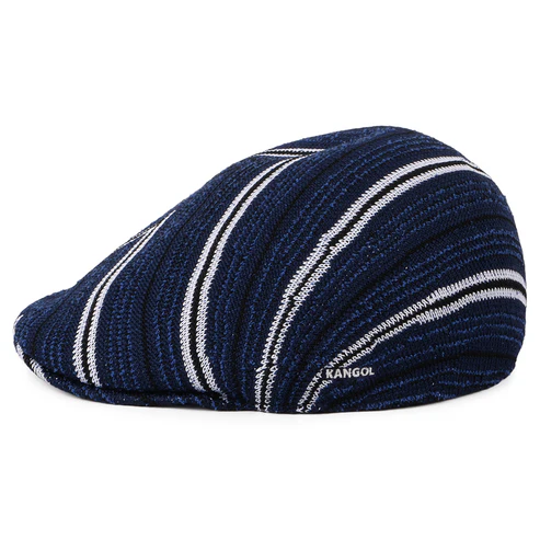 Diagonal Stripes Tropic Flat Cap - Navy Blue