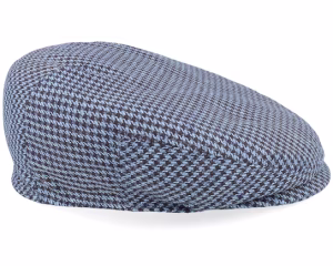 Driver Cap Silk Houndstooth BlueBrown Flat Cap