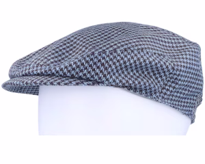 Driver Cap Silk Houndstooth BlueBrown Flat Cap