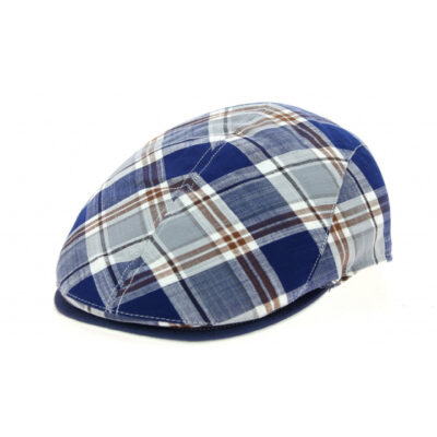 Blue Striped Cotton Teddy Flat Cap