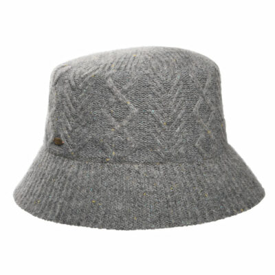 Cable Knit Wool Blend Bucket Hat - Grey