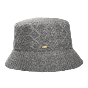 Cable Knit Wool Blend Bucket Hat - Grey