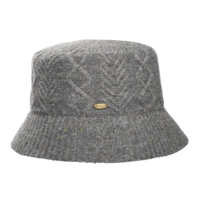 Cable Knit Wool Blend Bucket Hat - Grey
