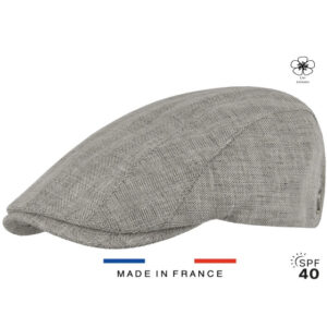 Grey Linen Flat Cap