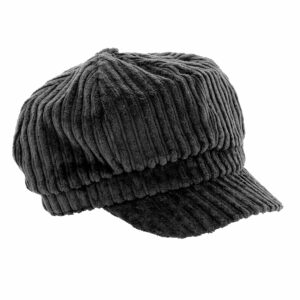 Kelsey Chunky Cord Bakerboy Cap - Black