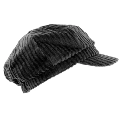 Kelsey Chunky Cord Bakerboy Cap - Black