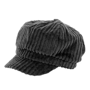 Kelsey Chunky Cord Bakerboy Cap - Black