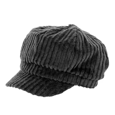 Kelsey Chunky Cord Bakerboy Cap - Black