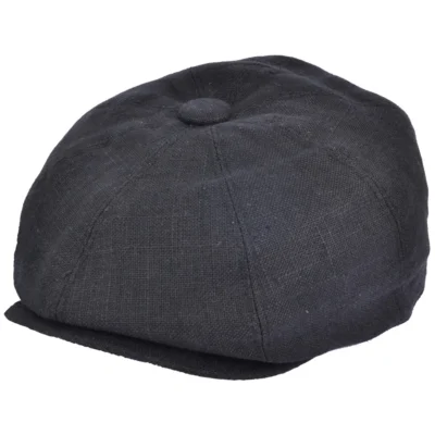 Linen Newsboy Cap - Black