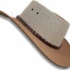 P-Leather Felt Mesh Outback Hat