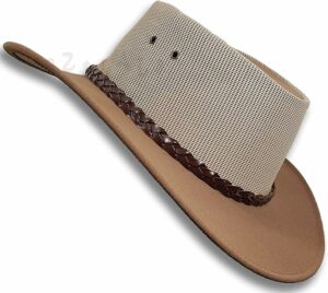 P-Leather Felt Mesh Outback Hat