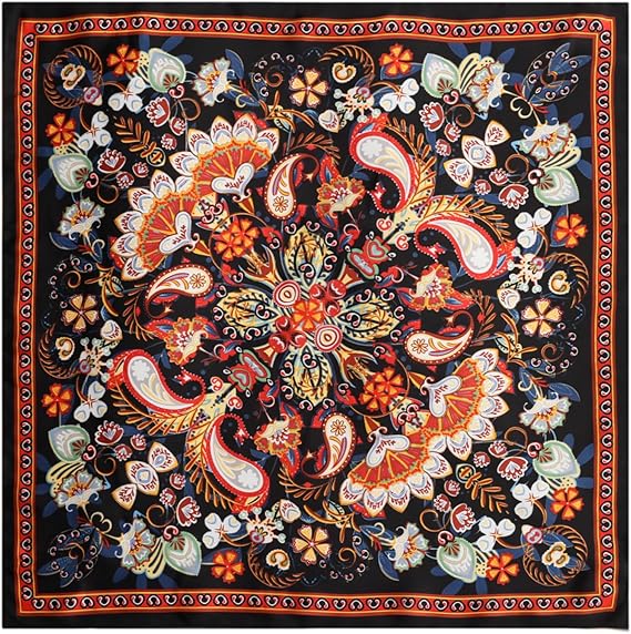 Paisley Satin Head Scarf Bandana for Women Men