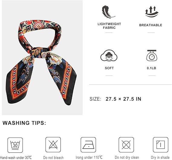 Paisley Satin Head Scarf Bandana for Women Men