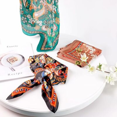 Paisley Satin Head Scarf Bandana for Women Men