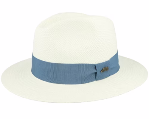 Panama WhiteGrey Blue Straw Hat